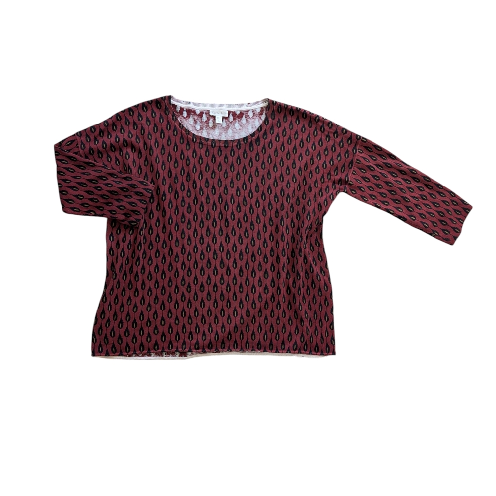 Garnet Hill BrickRed and Black Silk Sweater Sz.S